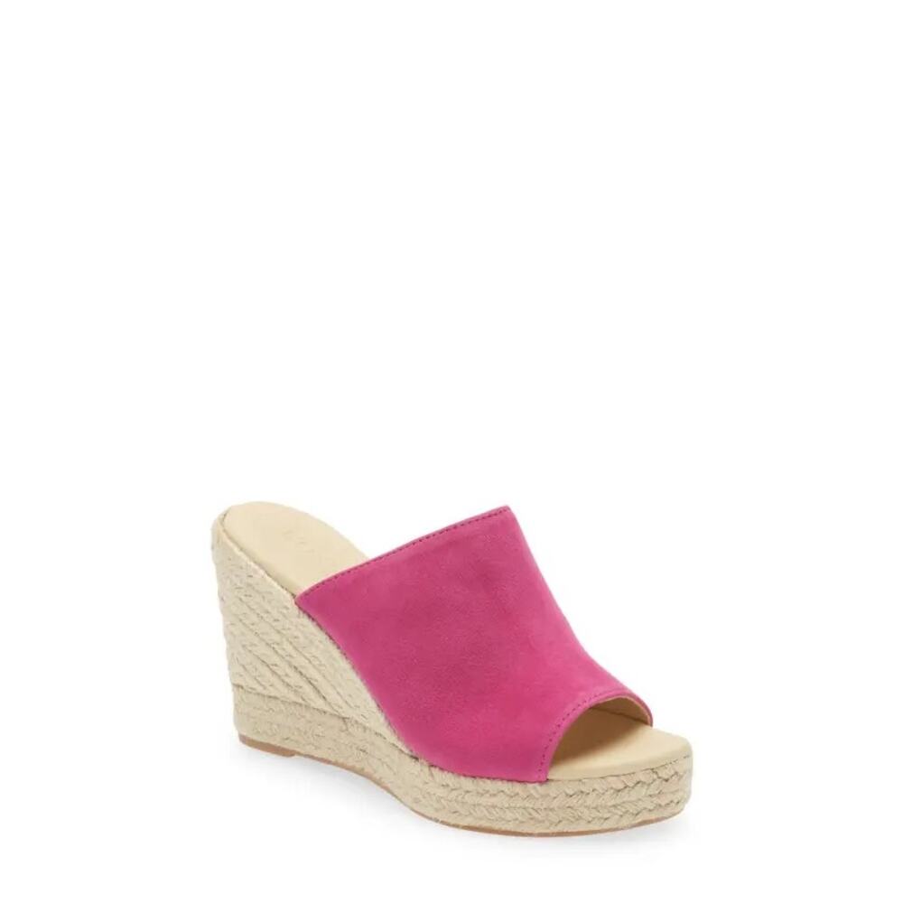 Cordani Easton Fuxia Suede Espadrille Wedge Sandals Women’s Summer Sz 37